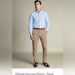 NWT,Charles Tyrwhitt, Taupe, Ultimate Non Iron Chinos, Slim Fit, Size 34